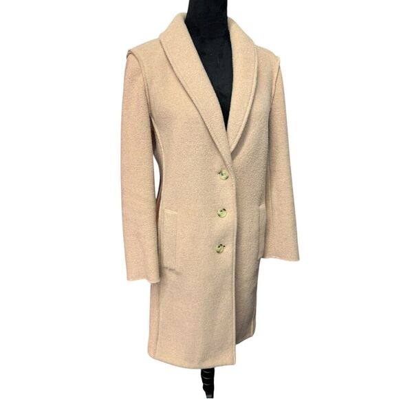 J.Crew Wool Blend Shawl Collar Coat Camel Beige Size 4 Elegant Classic - Picture 4 of 14